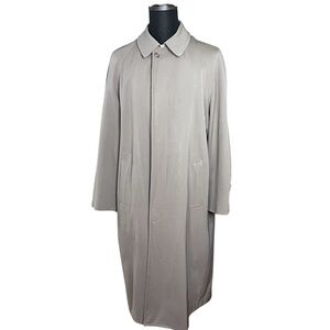 BILL BLASS MENSWEAR Vintage 80s Balmacaan Beige Wool Coat Zip In Lining XL